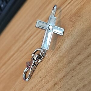 Alexx Inc. Stylish Metal Silvertone Cross Rhinestone Keychain Purse Hanger 3.5"